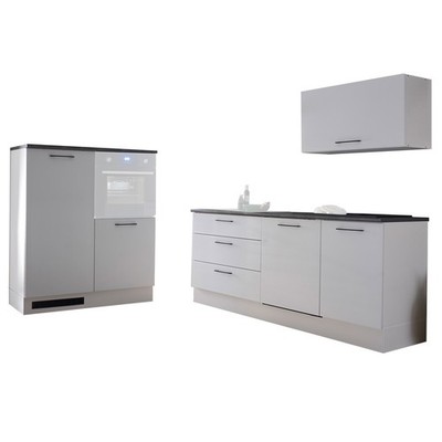 Küchenblock PARIS - weiß matt - Stone dark - 320 cm