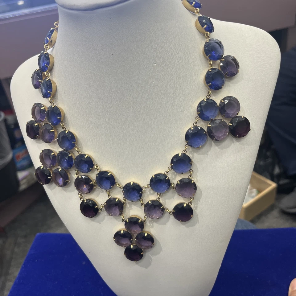 Collar babero Kate Spade cristal amatista zafiro púrpura collar babero diseñador Foto 2 de 4