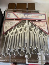 NOS Great Neck 18 Piece Combo Wrench Set Drop Forged Alloy Steel SAE & Metric
