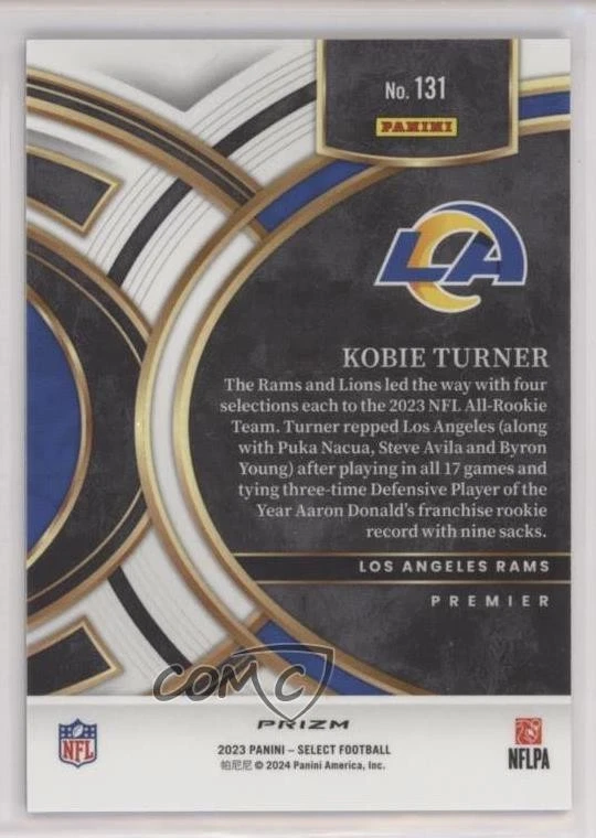 2023 Panini Select Premier Level Blue Disco Prizm /25 Kobie Turner Rookie RC - Image 2 of 2