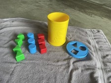 1977 Fisher Price Baby  s First Blocks Shape Sorter Bucket With 10 Shapes