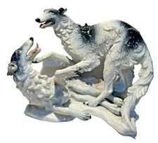 Rosenthal Porcelain Germany Borzoi Pair Figurine Dog Figures Signed Wolfhound