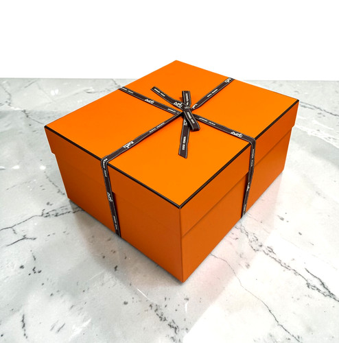 HERMES Birkin 25 Kelly 25 Empty Box 32x28x16 cm Orange Case Gift w/ Tissue paper