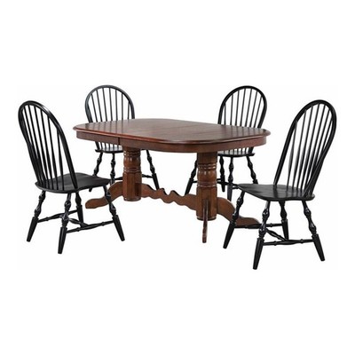 Sunset Trading Andrews 5-Piece 96'' Extendable Wood Dining Set in Black/Cherry