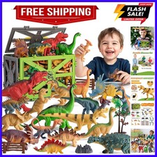 Dinosaur Toys for Kids 3-5, 31PCS Realistic Plastic Dinosaur Figures with Sto...