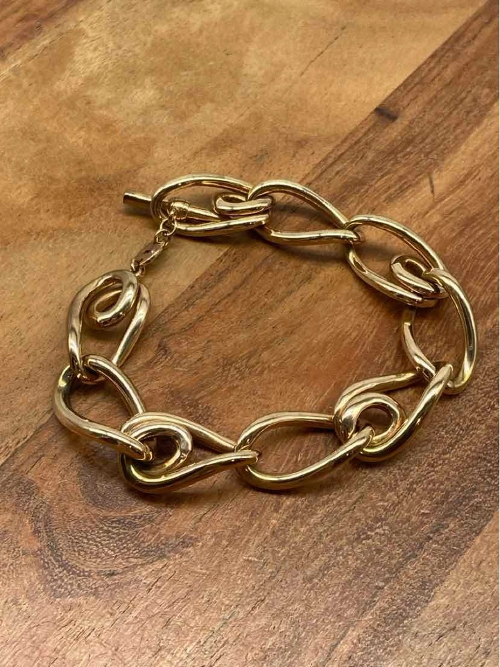 Brazalete de eslabones de cadena de palanca de oro rosa fósil de segunda mano Foto 2 de 4