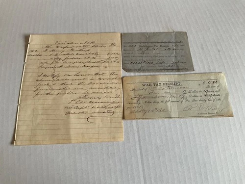 CONFEDERATE CIVIL WAR LOT OF 3 DOCUMENTS 2 CSA TAX RECEIPTS VOUCHER FOR FORAGE