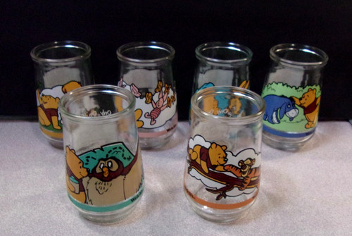 Winnie The Pooh Welch’s Jelly Jars Complete Set of 6 Pooh’s Grand Adventure Vtg