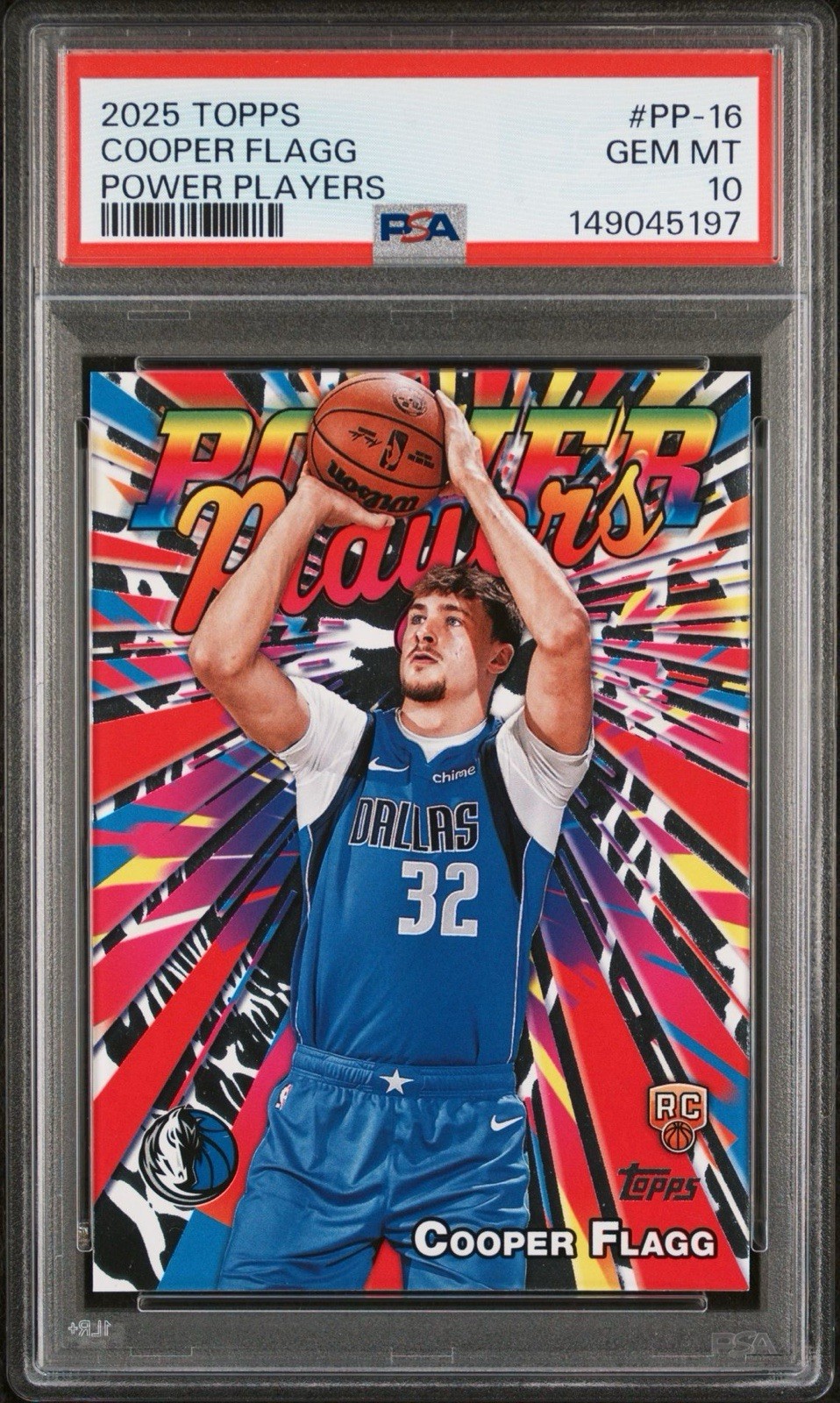 2025 TOPPS POWER PLAYERS #PP-16 COOPER FLAGG PSA 10 ROOKIE RC DALLAS MAVERICKS