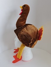 Thanksgiving Plush Turkey Hat Cap Novelty Adult Costume One Size Trot Party Prop