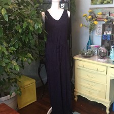 Merona Navy Blue Red Women's Maxi Dress Sleeveless BodyCon Long Large Casual