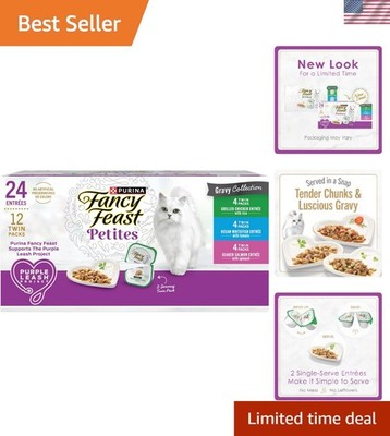 Luxury Petites Gravy Collection Cat Food - 12 Tubs of Chicken & Salmon Delight