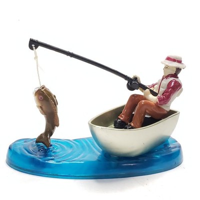 DecoPac Fishing Angler Landing Big Fish Birthday Cake Topper Desk Figurine