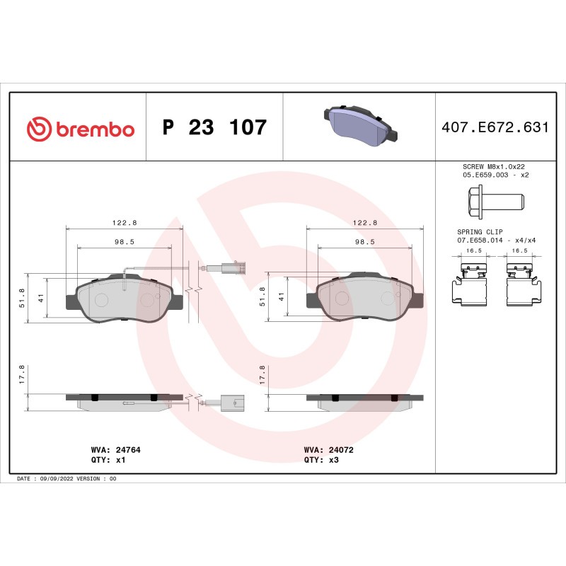 Brembo Jeu De Plaquettes De Frein P 23 107 - Image 3