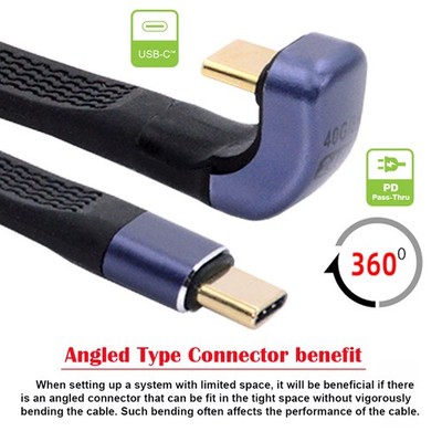 xiwai 40Gbps 100W 240W Type-C USB-C Male to Male USB4 8K Flat SlimFPC Data Cable