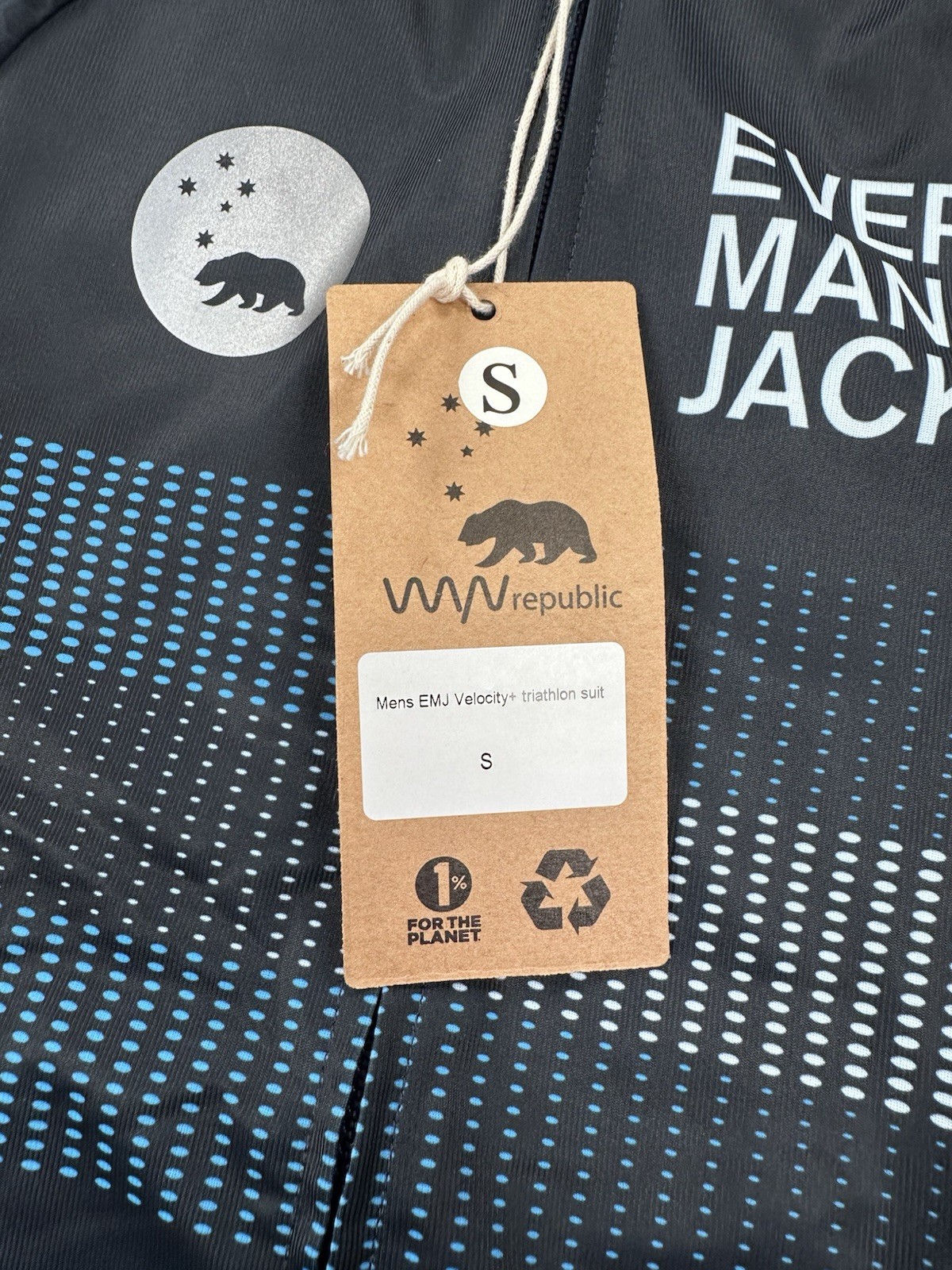 WYN Republic Triathlon Suit Mens Small Blue EMJ Velocity+ Sponsor Logos NEW