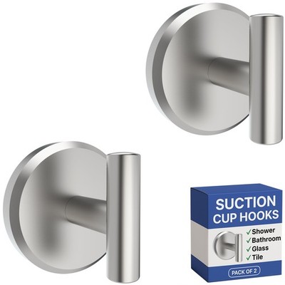 HOME SO Suction Cup Hooks for Shower & Bathroom Towel Holder 2-Pack   Suction...