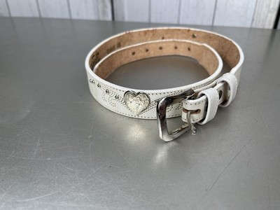 Vintage - White & Silver Leather Concho Belt Justin White Leather-Silver Concho Belt Buckle Cowhide Sz 30  main image 4