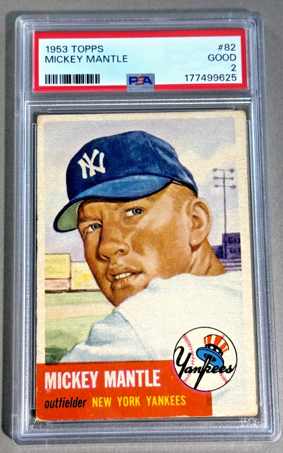 1953 Topps #82 Mickey Mantle PSA 2 GOOD. New York Yankees HOF