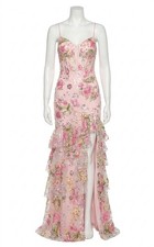 Jovani Floral Embroidered Gown With Sheer Corset Bodice Size 6