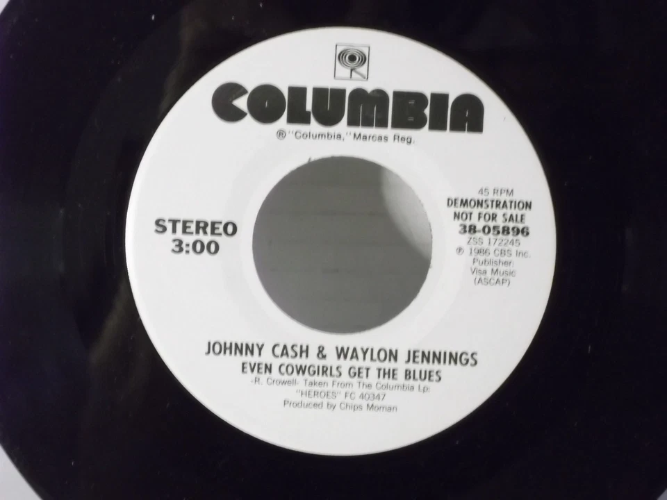 Johnny Cash &Waylon Jennings,Col."Even Cowgirls Get The Blues"US,7"45,PROMO,M- - Image 2 of 2