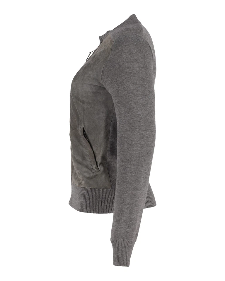 Ralph Lauren Suede Panel Zip Jacket in Grey Suede - Image 2 of 3