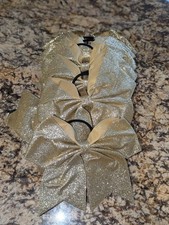 Big Shiny Glitter Light Gold Ribbon Hair Bows- Set of 12 gold- New B13 