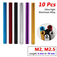 10pcs Anodized Aluminum M2 M2.5 Round Threaded Standoff Spacer Nuts Rod 6~70mm L