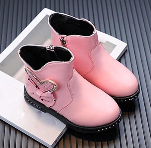 Girls Classic Faux Furry Lined Ankle Boots Breathable PU Leather Size 2.5 / Eu35 - Picture 2 of 4