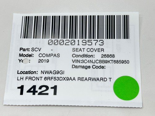 @2019 JEEP COMPASS Seat Cover 6rf53dx9aa - Picture 8 of 8