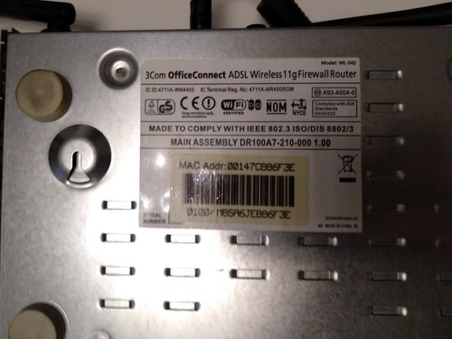modem 3COM 3CRWDR101A-75 OfficeConnect Wireless 11g 54Mbps ADSL Firewall Router - Foto 3 di 3