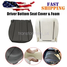 For 03-14 Chevy Series Driver Bottom Leather Seat Cover & Foam Cushion Dark Gray
