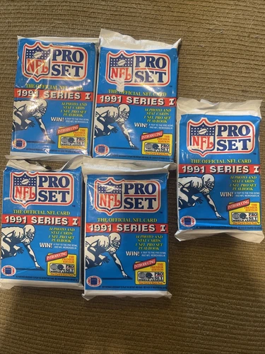 1991 NFL Pro Set Football Cards Series 1 Wax Pack Lot Of Five (5) Unopened Packs