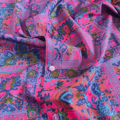 Men's Hawaiian Shirt Short Sleeve Pink & Burgundy Mix Casual Aloha Beach Summer - Picture 2 of 3