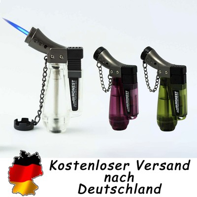 Refillable Windproof 1300'C Butane Viewable Single Flame Jet Lighter Torch