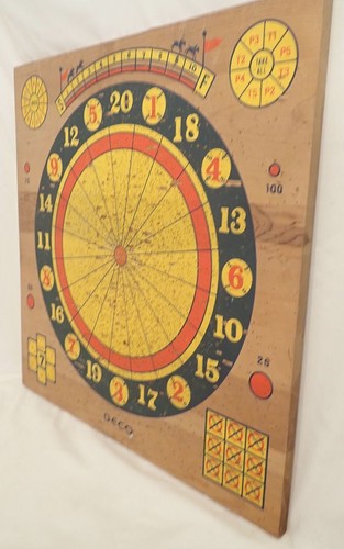Vintage Rare DECO Wooden Wood Dart Board Dartboard Baseball Betting USA - 第 2/3 張圖片
