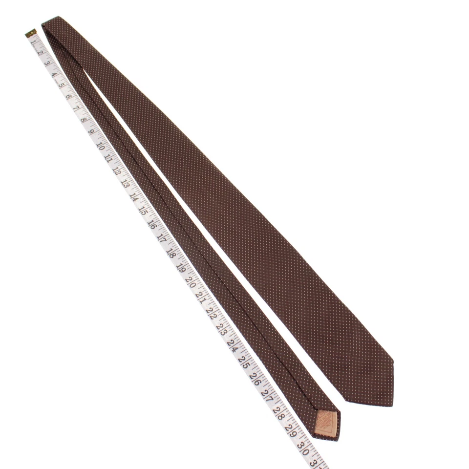 Corbata Santostefano Italo Ferretti nueva sin etiquetas 100 % seda marrón con mini lunares crema Foto 3 de 4