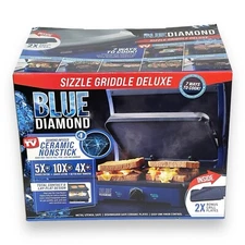 Blue Diamond Sizzle Deluxe Electric Griddle and Grill Pan Plates Nonstick