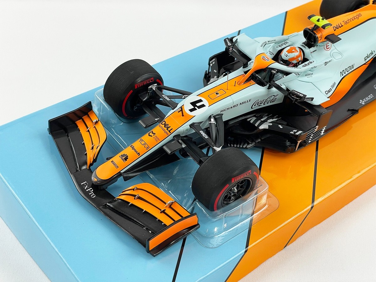 ミニチャンプス1/18 2021 ランドノリス F1 ガルフ　Gluf 2021 Spark 1:18 Mclaren F1 MCL35M #4 Lando Norris Monaco GP