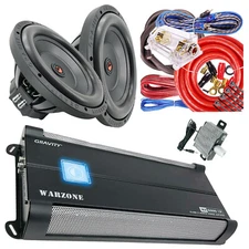 Gravity WZ6000.1D 6000W Amp + 2x Gravity G5-12D4 12" 6000W Subs + 0 Ga Amp Kit