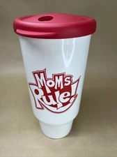 Tupperware Tumbler 32 oz White Drinking Cup Red Lid #4628A-2 Mom Rule Mother