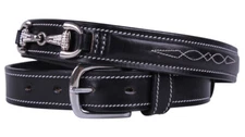 QHP Emberly Black Leather Belt with Crystal Bits