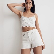 Madewell Relaxed Denim Shorts in White Size 29 New Cut Off High Rise