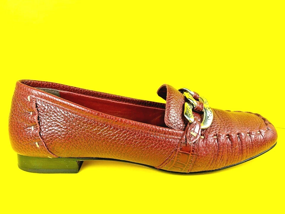 Mocasines planos Brighton Klee rojos sin cordones de cuero 8M hechos en Brasil Foto 4 de 4