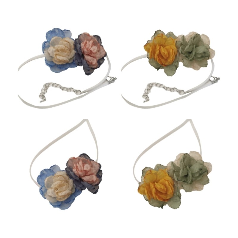 Double Flowers Choker Necklace Temperament Neckband Clavicle Chain Necklace