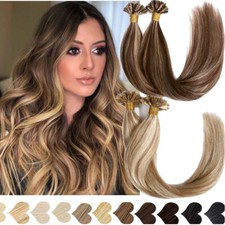 AAAAAA 1G/S Keratin Pre Bonded Nail U Tip Glue Remy Human Hair Extensions Thick