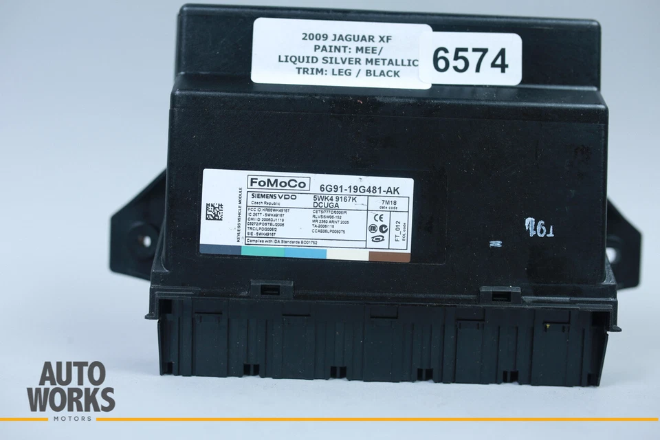 Unidad de módulo de entrada sin llave Jaguar XF XFR X250 09-12 6G9119G481AK OEM Foto 3 de 4