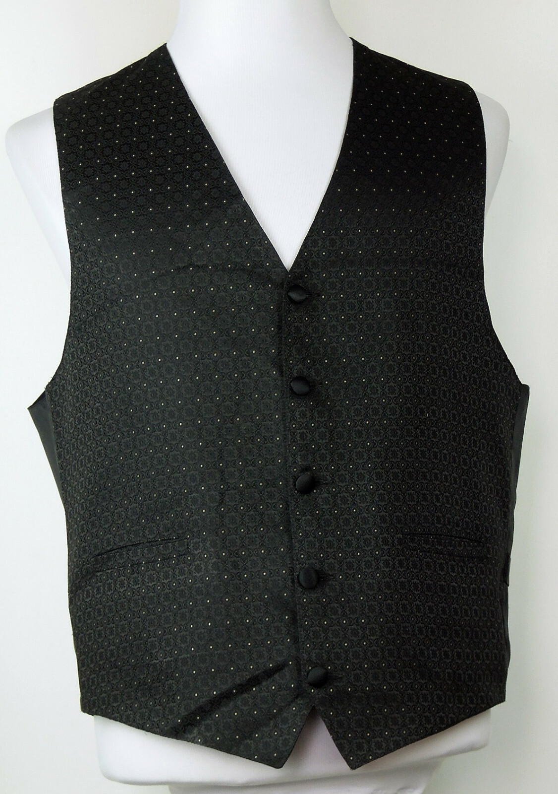 Jonathan Frederic Black Brocade Button-Front Full… - image 1