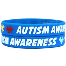Two 2 Autism Awareness and Support Wristbands Puzzle Piece Awareness Bracelets