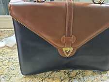 Vintage Moda Italiana Briefcase Two Tone Color, Leather Trim